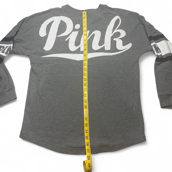Grey Victoria's Secret PINK Long Sleeve Crewneck Sweatshirt, With White Dog Logo - Picture 6 of 8